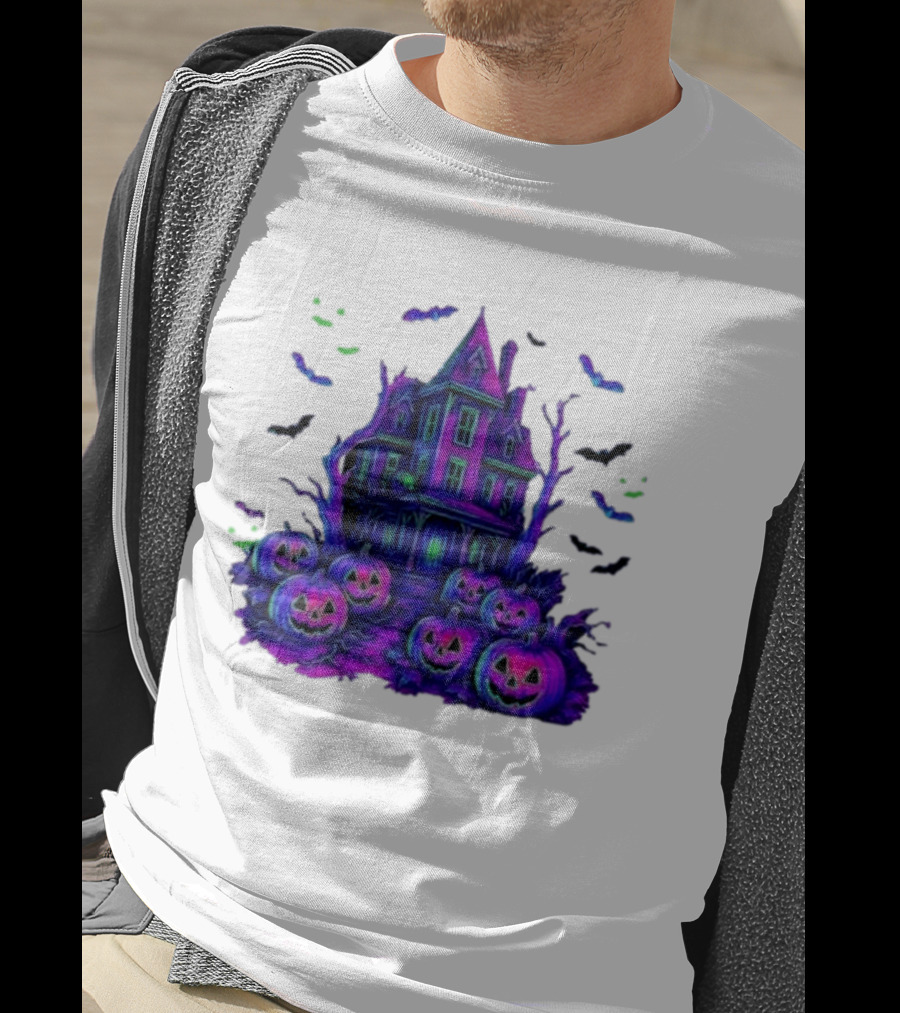 Halloween Bats Haunted House T-Shirt