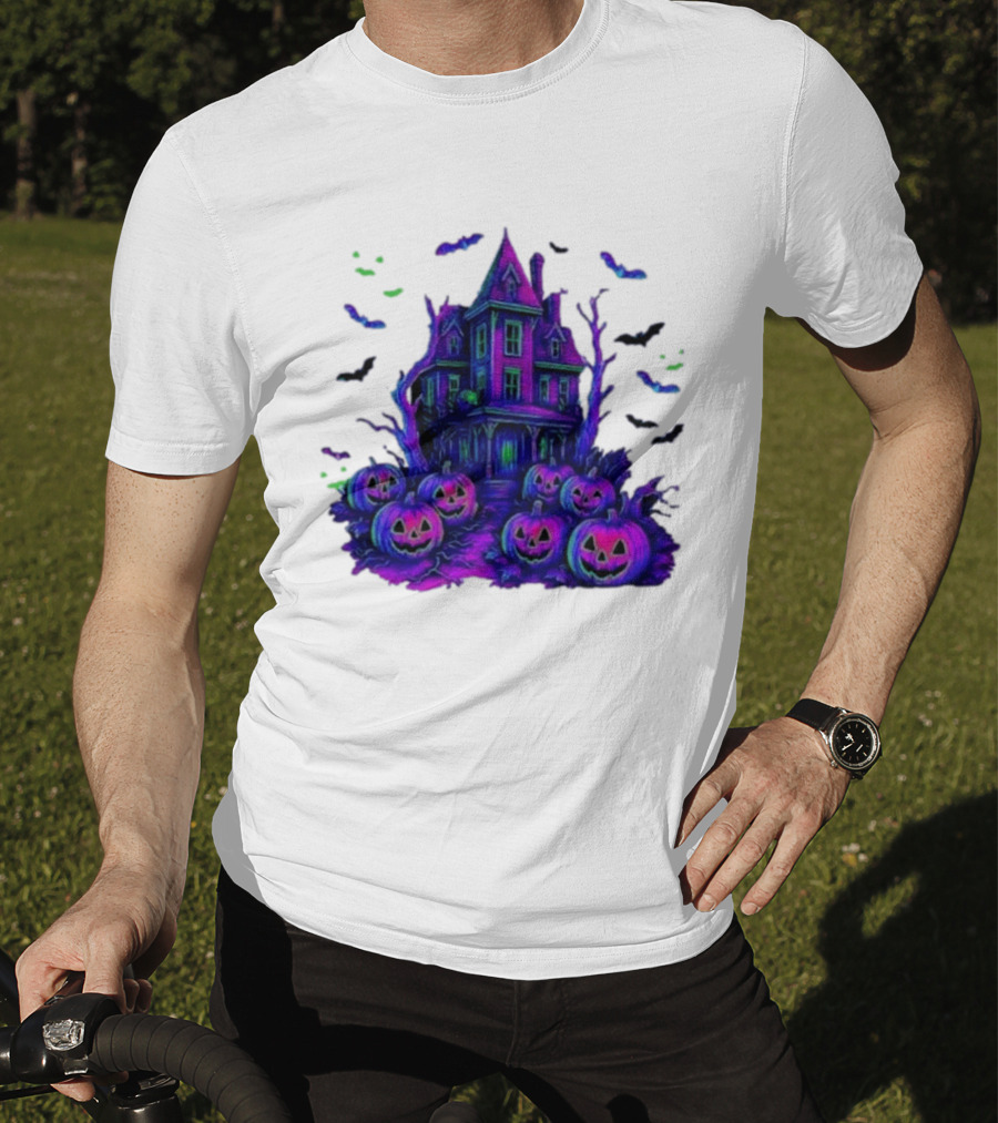 Halloween Bats Haunted House T-Shirt