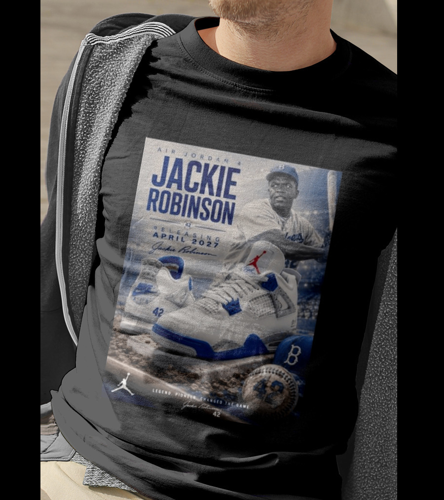 Air Jordan 4 Jackie Robinson April 2027 Release Baseball Legend 42 Nike Dodgers T-Shirt