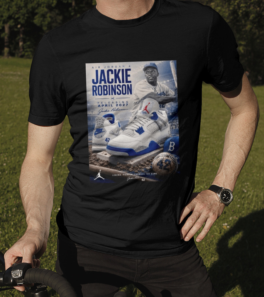 Air Jordan 4 Jackie Robinson April 2027 Release Baseball Legend 42 Nike Dodgers T-Shirt