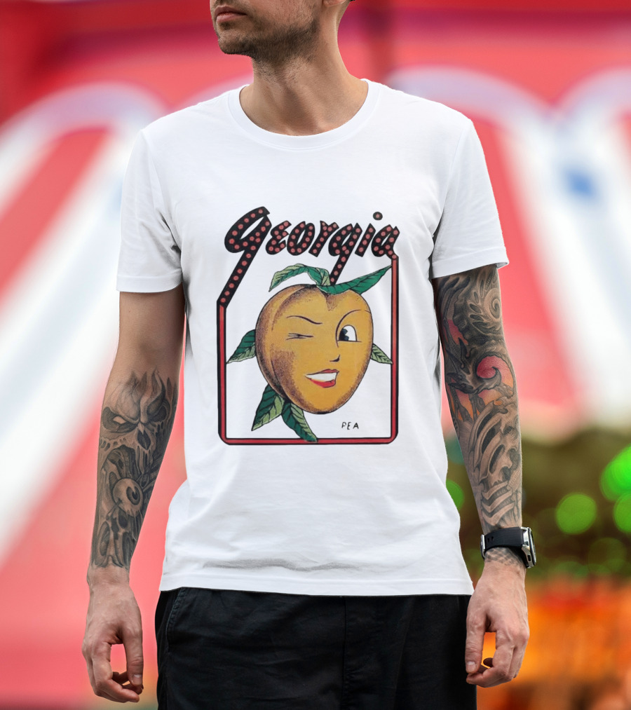 Georgia Peach Vintage Winking Icon Savannah Macon Atlanta Augusta 1950's T-Shirt