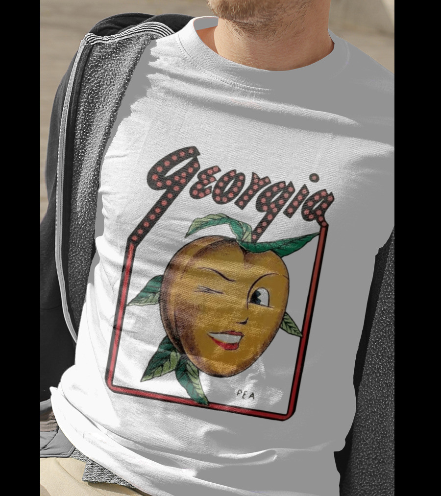 Georgia Peach Vintage Winking Icon Savannah Macon Atlanta Augusta 1950's T-Shirt