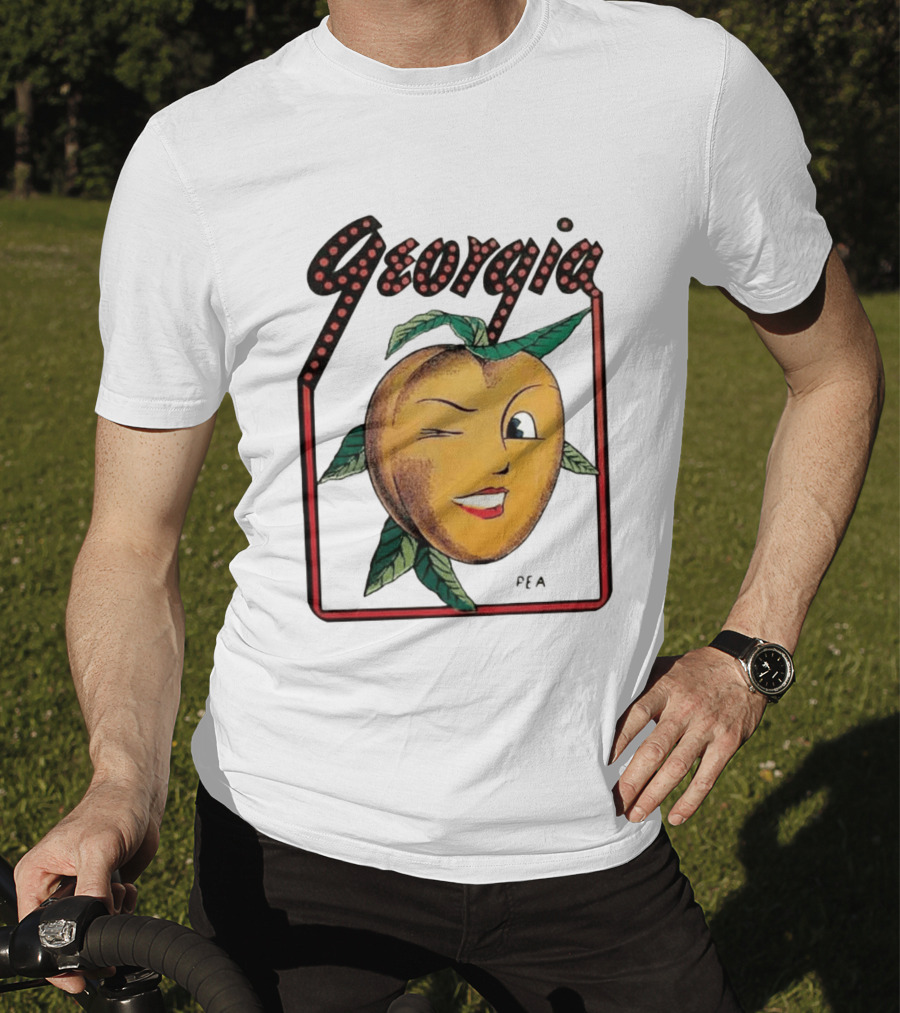 Georgia Peach Vintage Winking Icon Savannah Macon Atlanta Augusta 1950's T-Shirt