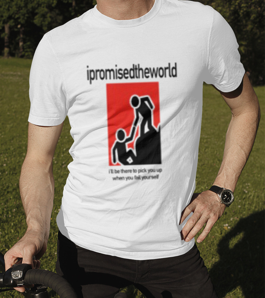 Ipromisedtheworld Helping Hand Support Black Text Red T-Shirt