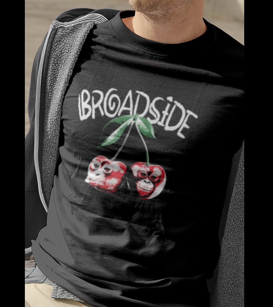 Broadside Chimpy Red Cherry Graphics With Green Leaves T-Shirt