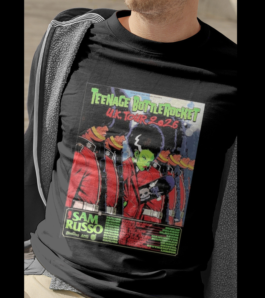 Teenage Bottlerocket UK Tour 2026 Sam Russo Dates Dublin Glasgow Brixton London T-Shirt