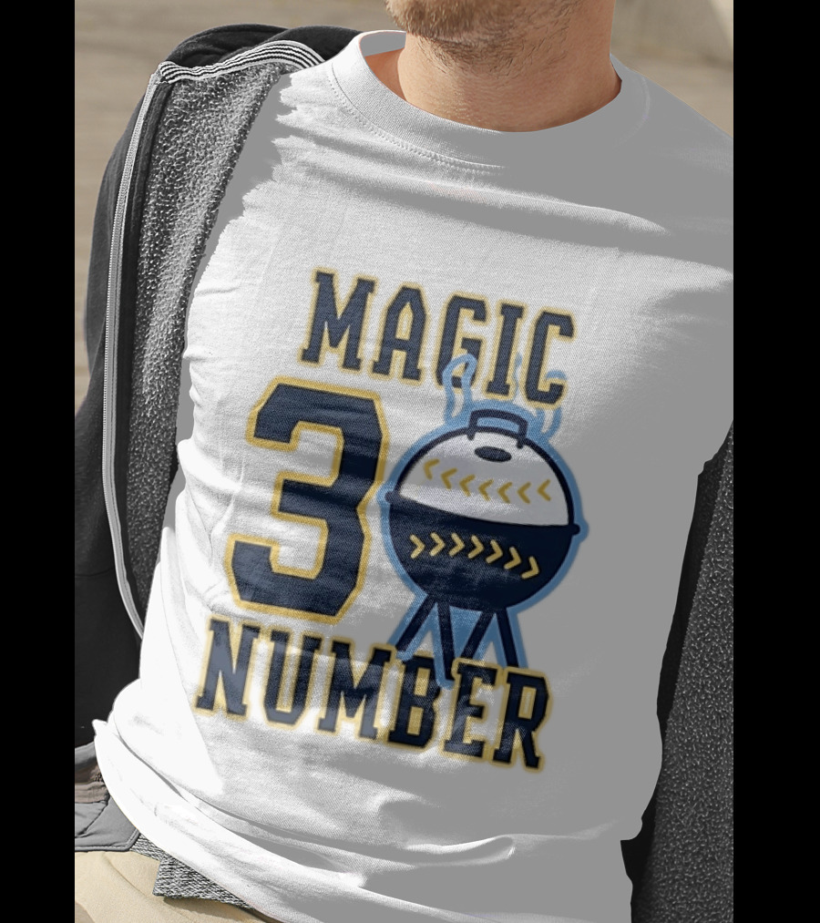 Milwaukee Brewers Magic Number 3 Baseball Grill Sports T-Shirt