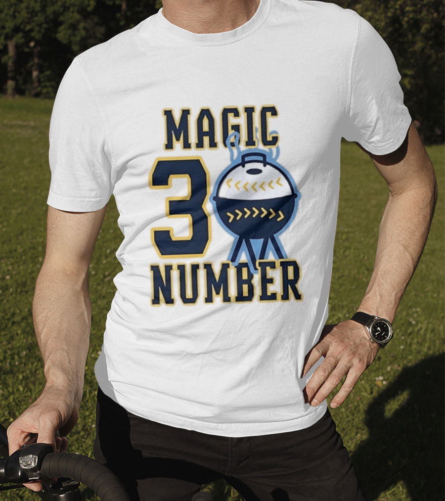 Milwaukee Brewers Magic Number 3 Baseball Grill Sports T-Shirt