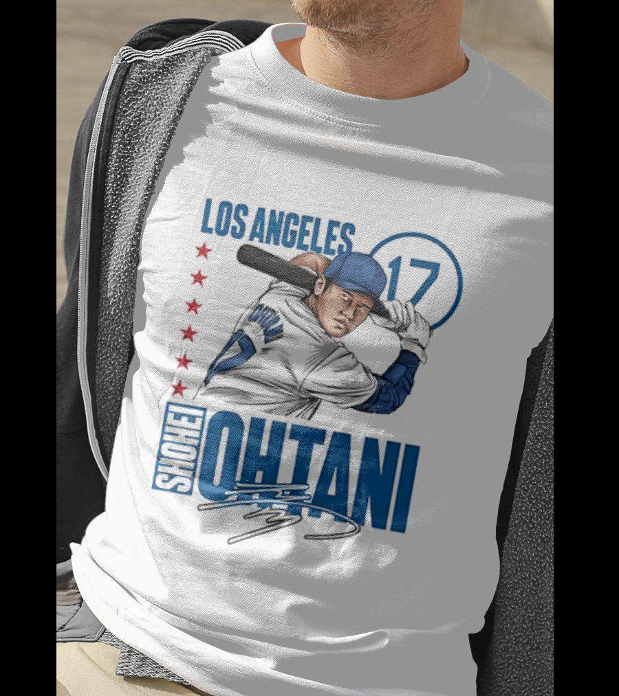 Los Angeles Shohei Ohtani 17 MLB Baseball Player Graphic With Stars T-Shirt