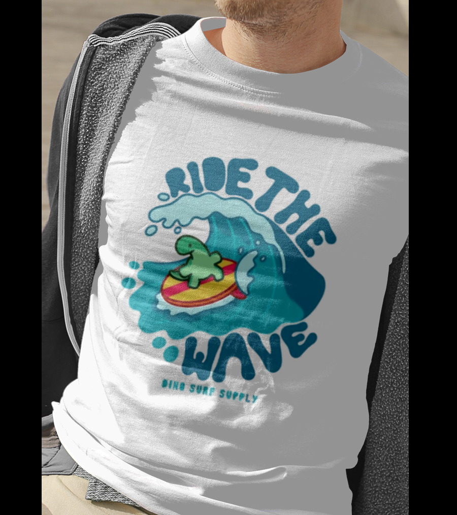 Ride The Wave Turtle Surfing Dino Surf Supply T-Shirt