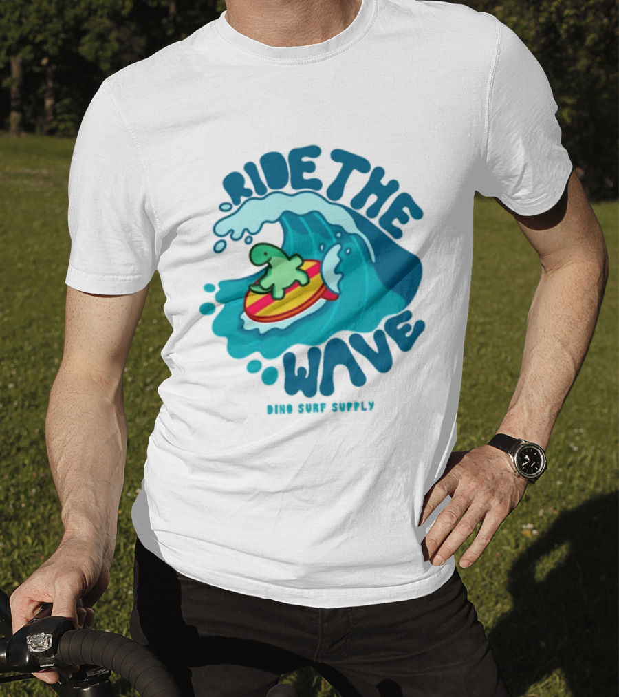 Ride The Wave Turtle Surfing Dino Surf Supply T-Shirt