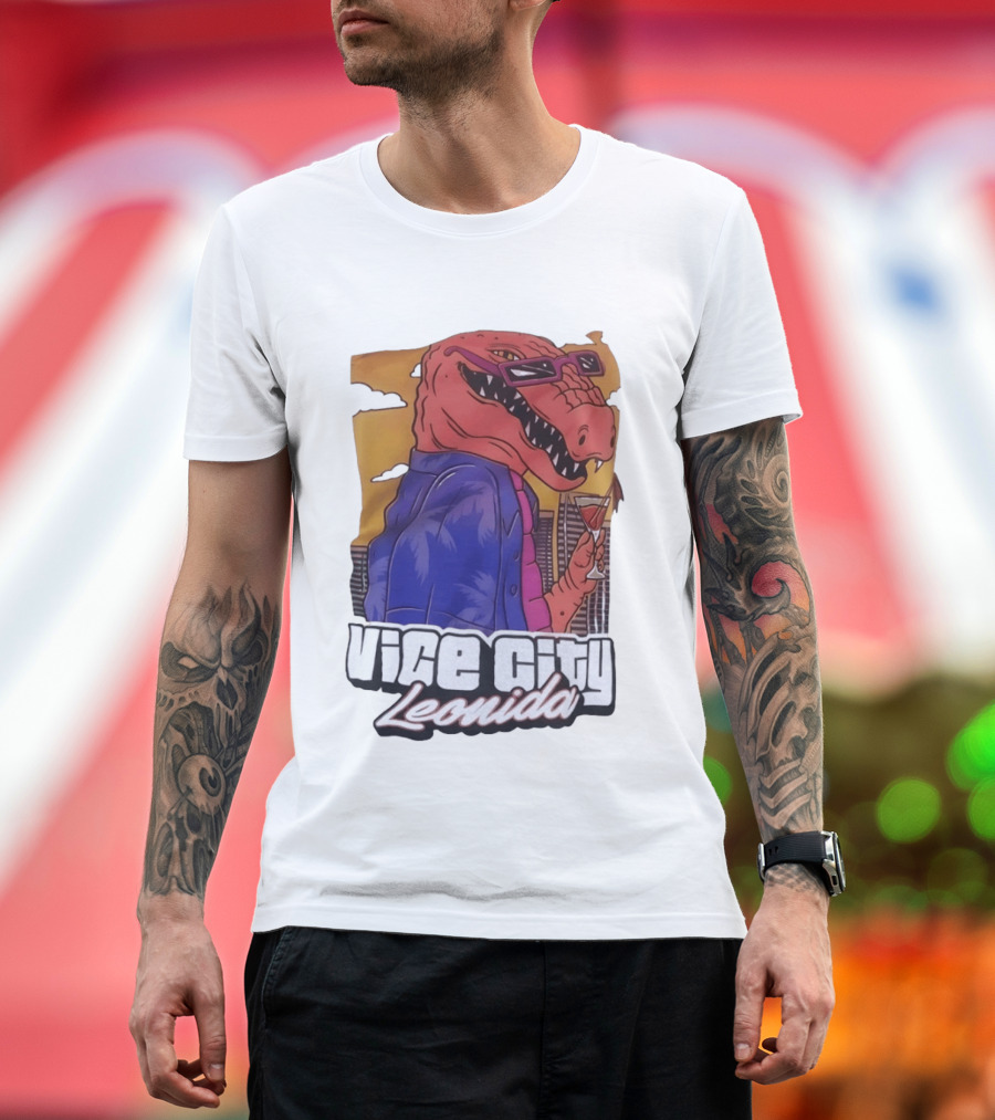 Vice City Leonida Rex Dinosaur Gaming Retro Vibes T-Shirt