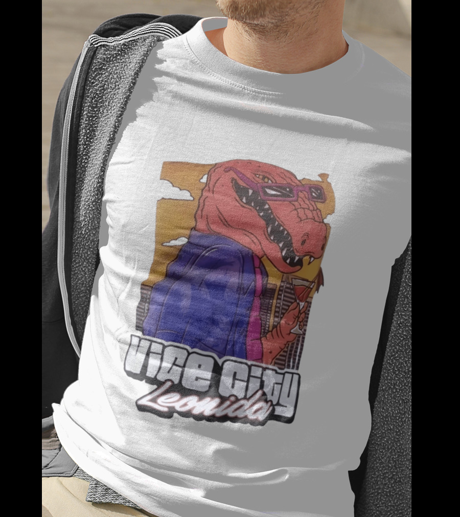 Vice City Leonida Rex Dinosaur Gaming Retro Vibes T-Shirt