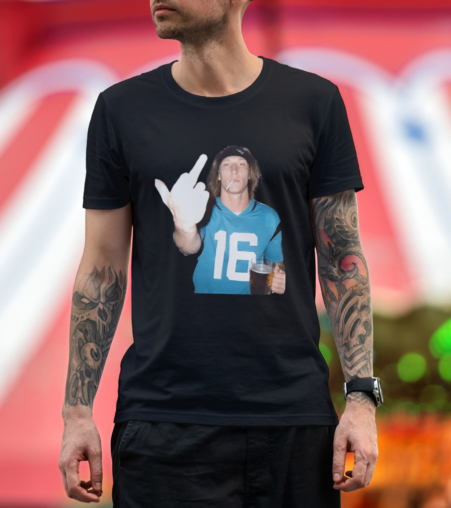Trevor Lawrence Jersey 16 Middle Finger Beer Cigarette Jacksonville Jaguars T-Shirt