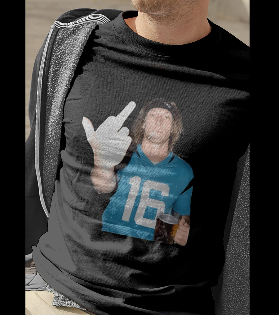Trevor Lawrence Jersey 16 Middle Finger Beer Cigarette Jacksonville Jaguars T-Shirt