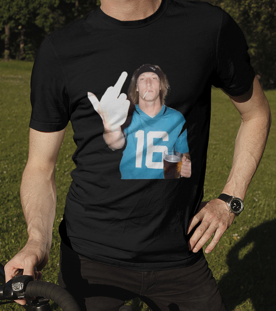Trevor Lawrence Jersey 16 Middle Finger Beer Cigarette Jacksonville Jaguars T-Shirt