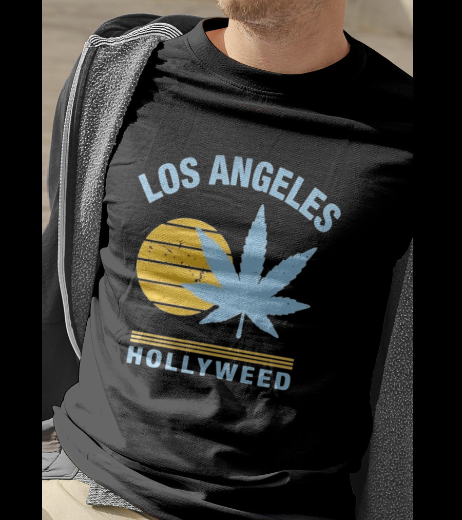 Los Angeles Hollyweed Cannabis Leaf Sunburst T-Shirt
