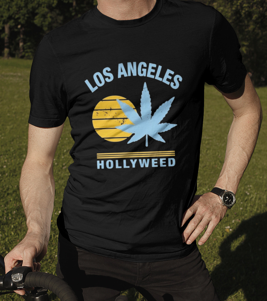 Los Angeles Hollyweed Cannabis Leaf Sunburst T-Shirt