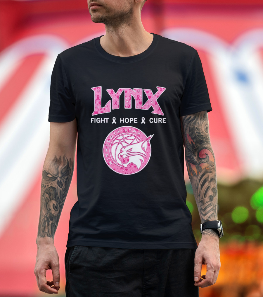 Minnesota Lynx Fight Hope Cure Breast Cancer Awareness Pink Ribbon T-Shirt