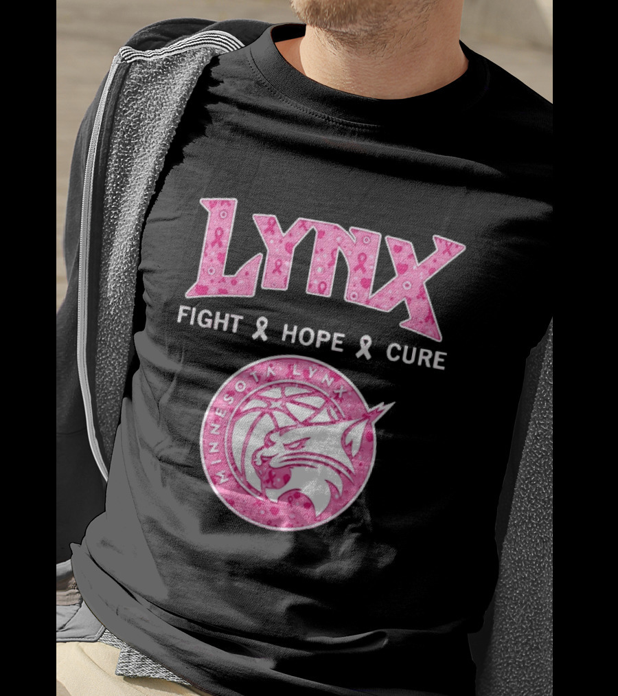 Minnesota Lynx Fight Hope Cure Breast Cancer Awareness Pink Ribbon T-Shirt