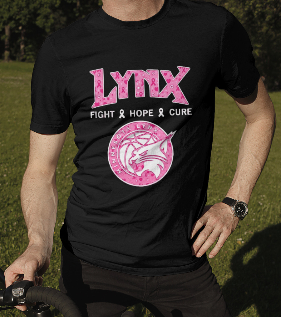 Minnesota Lynx Fight Hope Cure Breast Cancer Awareness Pink Ribbon T-Shirt