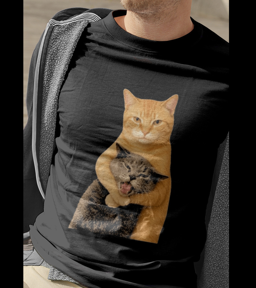 Cat Fight Meme Hugging Cats Funny Pet Lovers T-Shirt