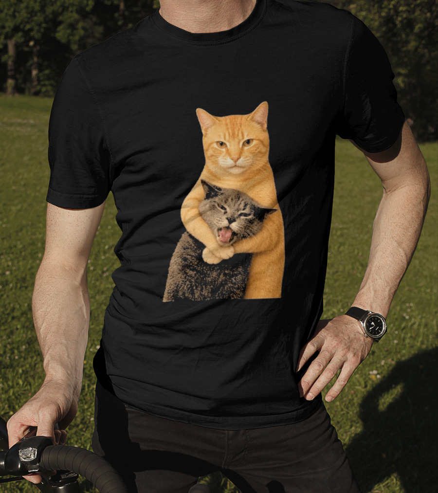 Cat Fight Meme Hugging Cats Funny Pet Lovers T-Shirt