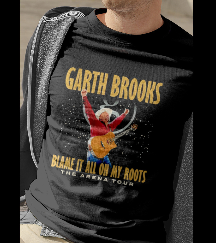 Garth Brooks Blame It All On My Roots The Arena Tour Cowboy Guitarist Celebration T-Shirt