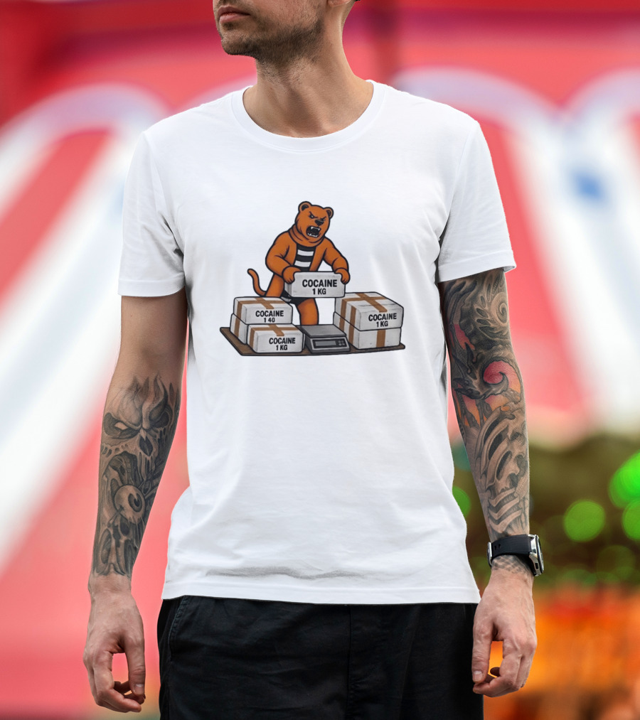Angry Bear Holding Cocaine 1KG Bricks Meme T-Shirt