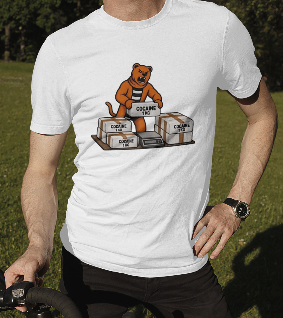 Angry Bear Holding Cocaine 1KG Bricks Meme T-Shirt