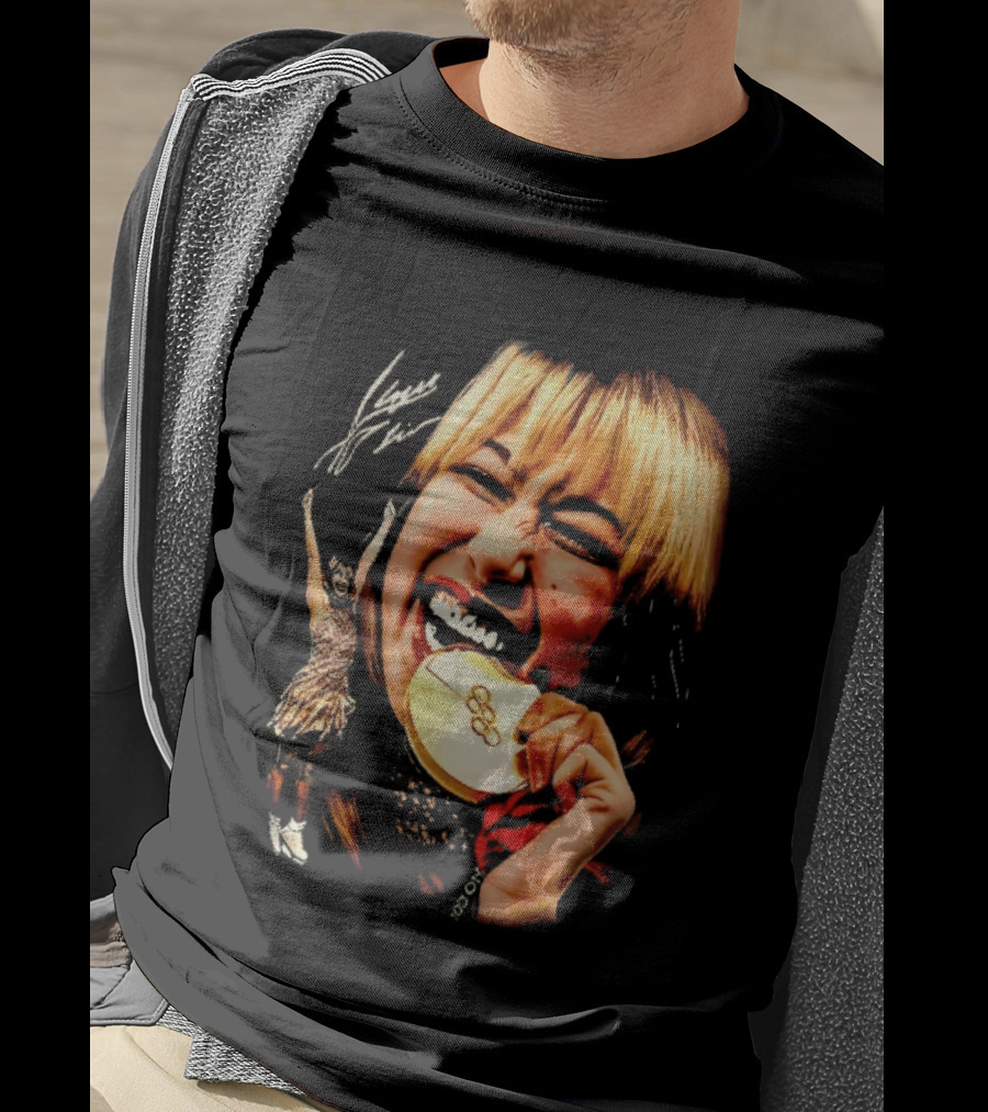 Tara Lipinski Olympic Gold Medal Celebration Iconic Figure Skater Image T-Shirt