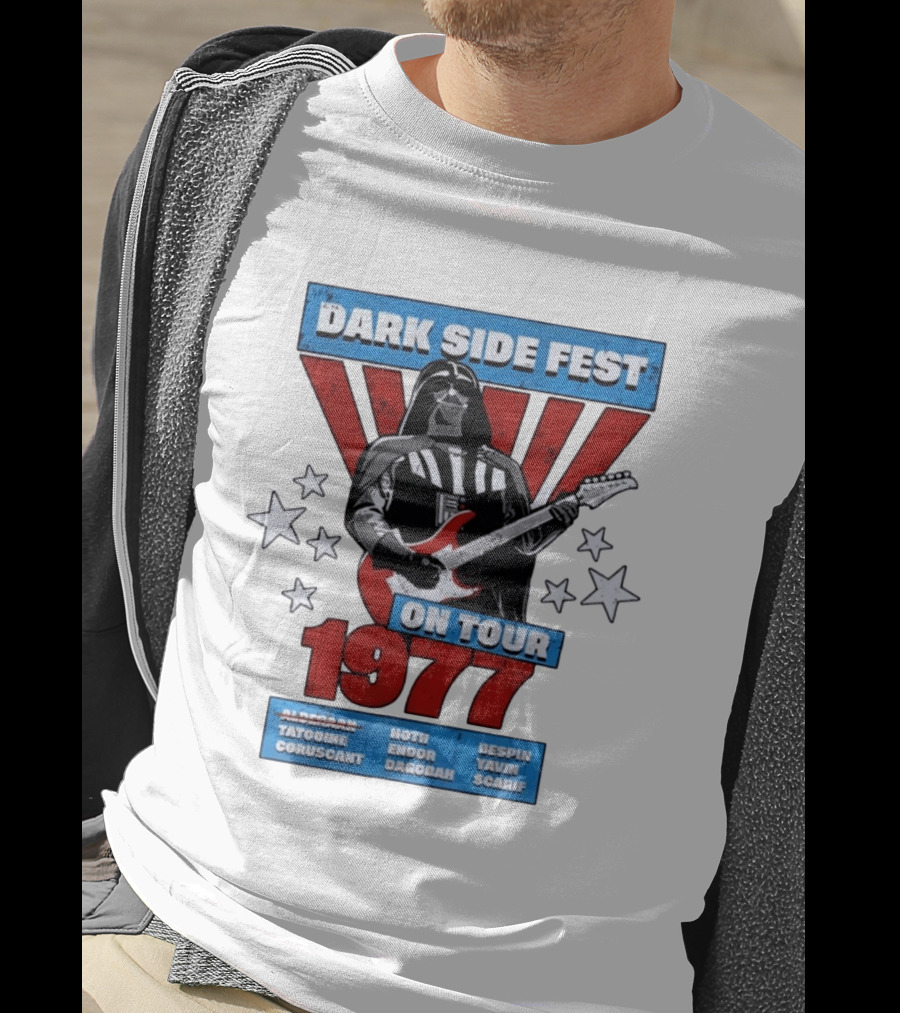Darth Vader Dark Side Fest On Tour 1977 Tatooine Coruscant Hoth Endor Dagobah Bespin Yavin Scarif T-Shirt