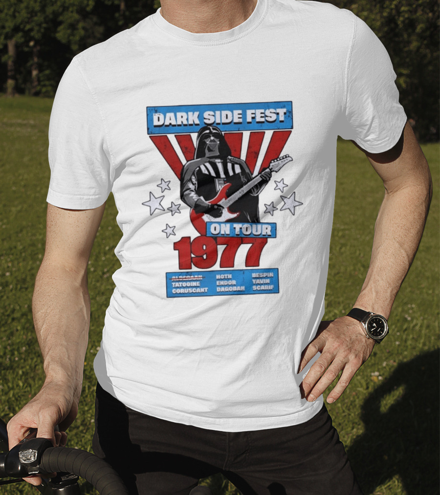 Darth Vader Dark Side Fest On Tour 1977 Tatooine Coruscant Hoth Endor Dagobah Bespin Yavin Scarif T-Shirt