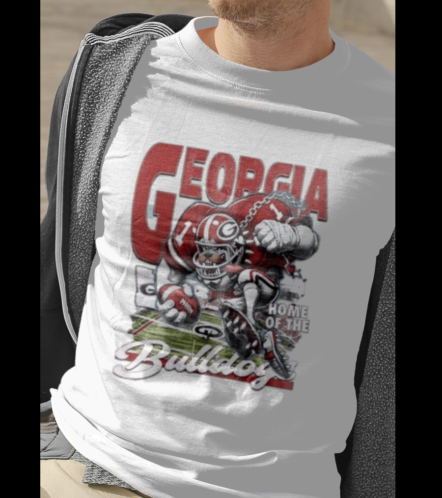 Georgia Bulldogs Football Cartoon Running Home Of The Bulldogs T-Shirt