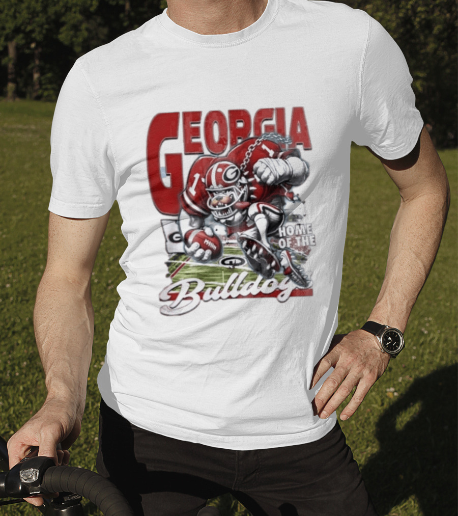 Georgia Bulldogs Football Cartoon Running Home Of The Bulldogs T-Shirt