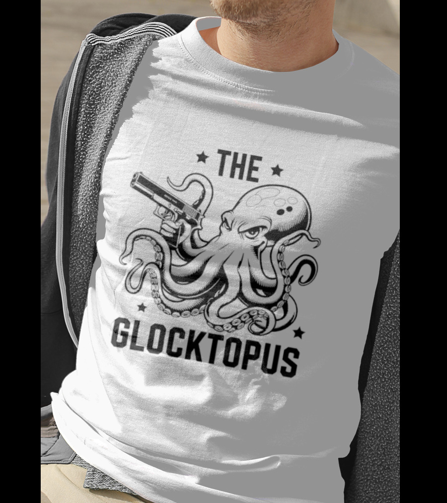The Glocktopus Octopus Holding A Gun Graphic Image T-Shirt