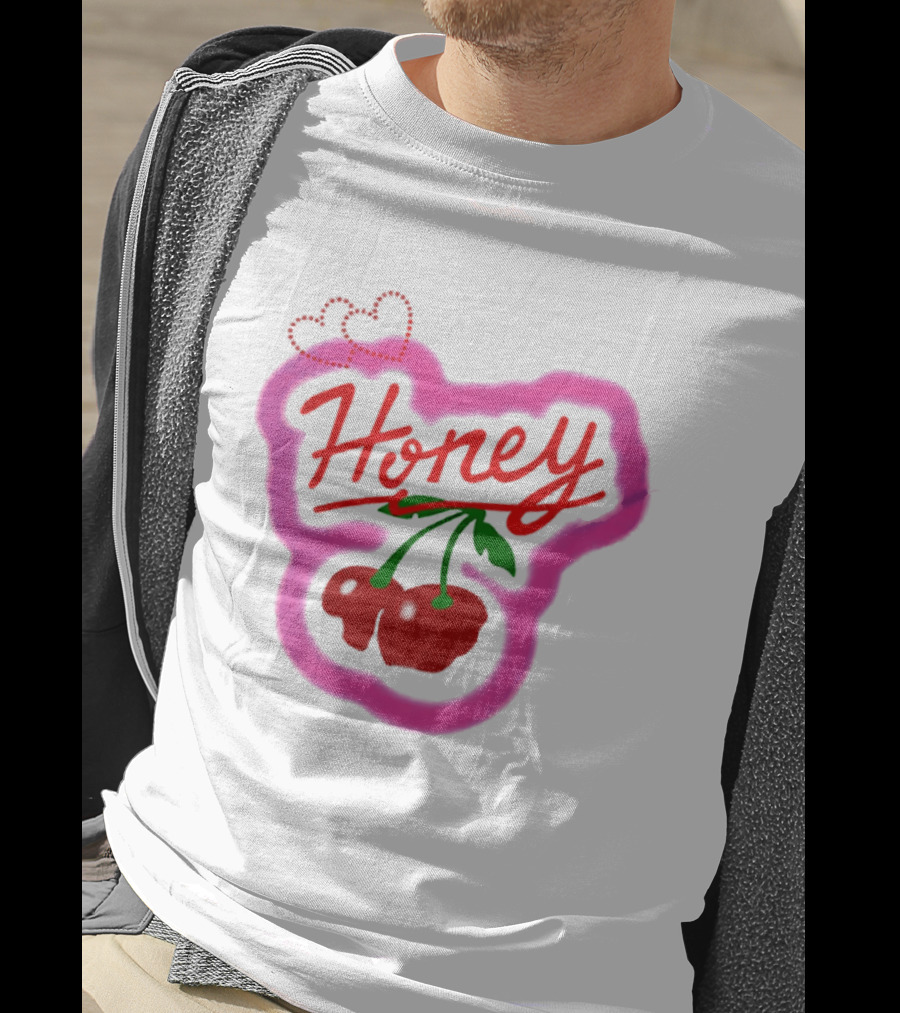 Honey Cherry Fruit Hearts Pink Neon T-Shirt