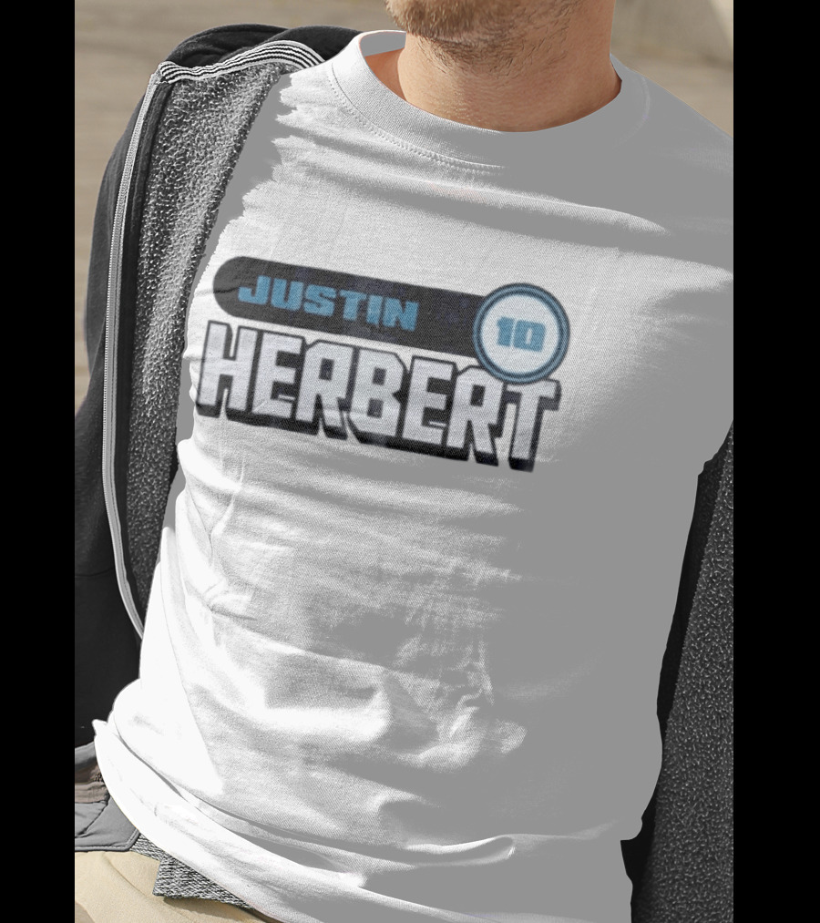 Justin Herbert 10 Blue Rounded Number Block T-Shirt