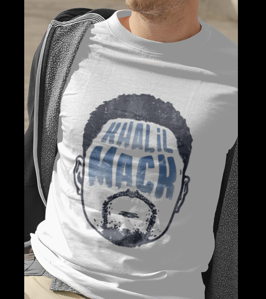 Khalil Mack Bearded Face Blue Distressed T-Shirt