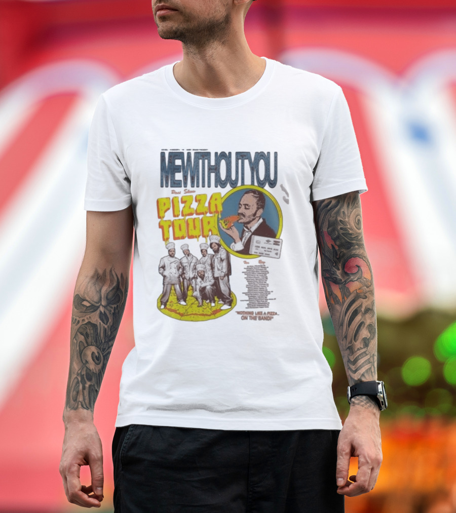 MeWithoutYou Pizza Tour Band Eating Slice T-Shirt