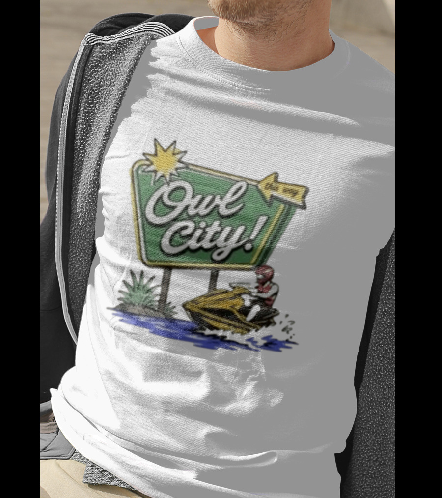Owl City Music Welcome To Owl City Jet Ski Adventure Sign T-Shirt