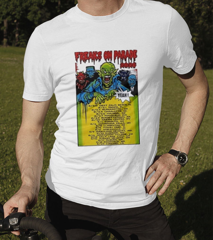 Freaks On Parade Tour 2023 Rob Zombie Dates West Palm Beach Tampa Atlanta Concord T-Shirt