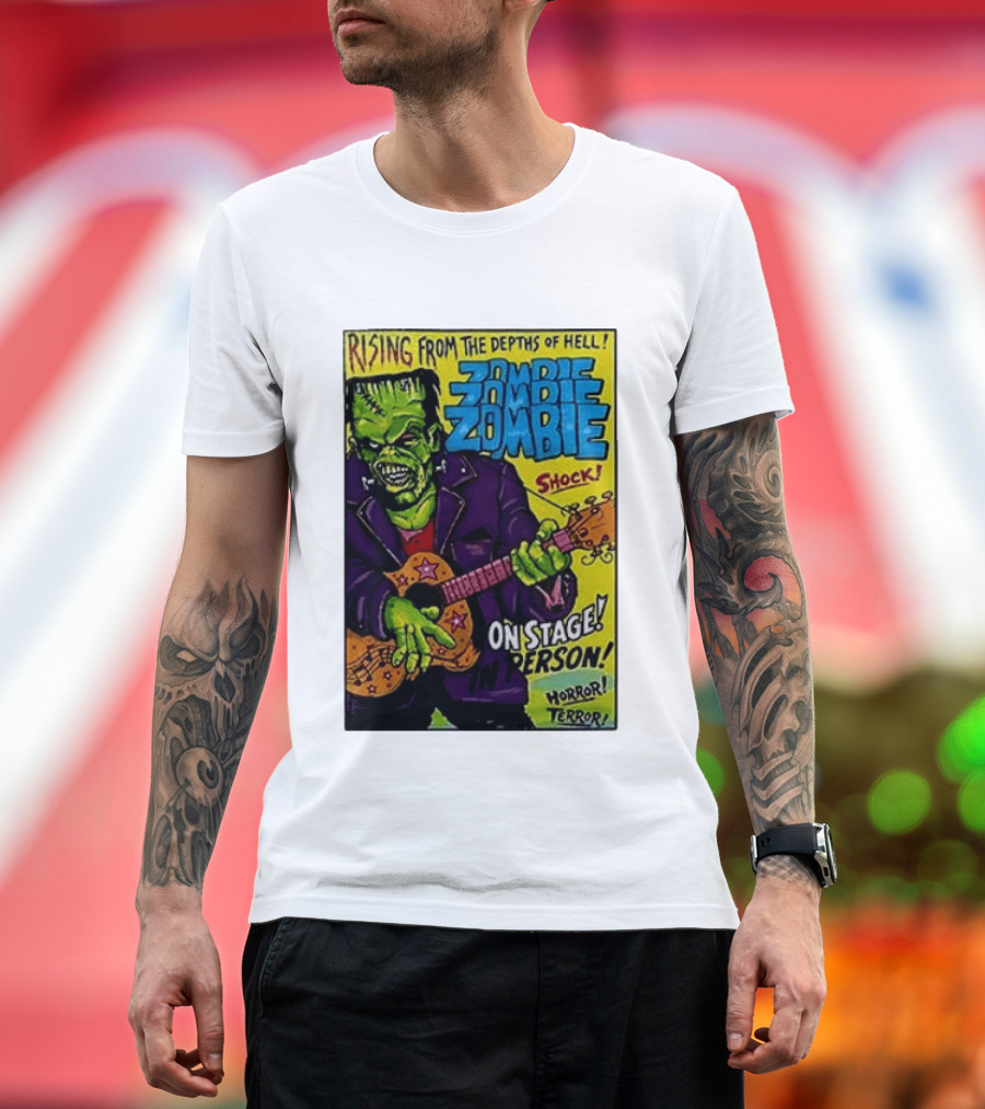 Rising From The Depths Of Hell Zombie On Stage In Person Horror Terror Shock T-Shirt