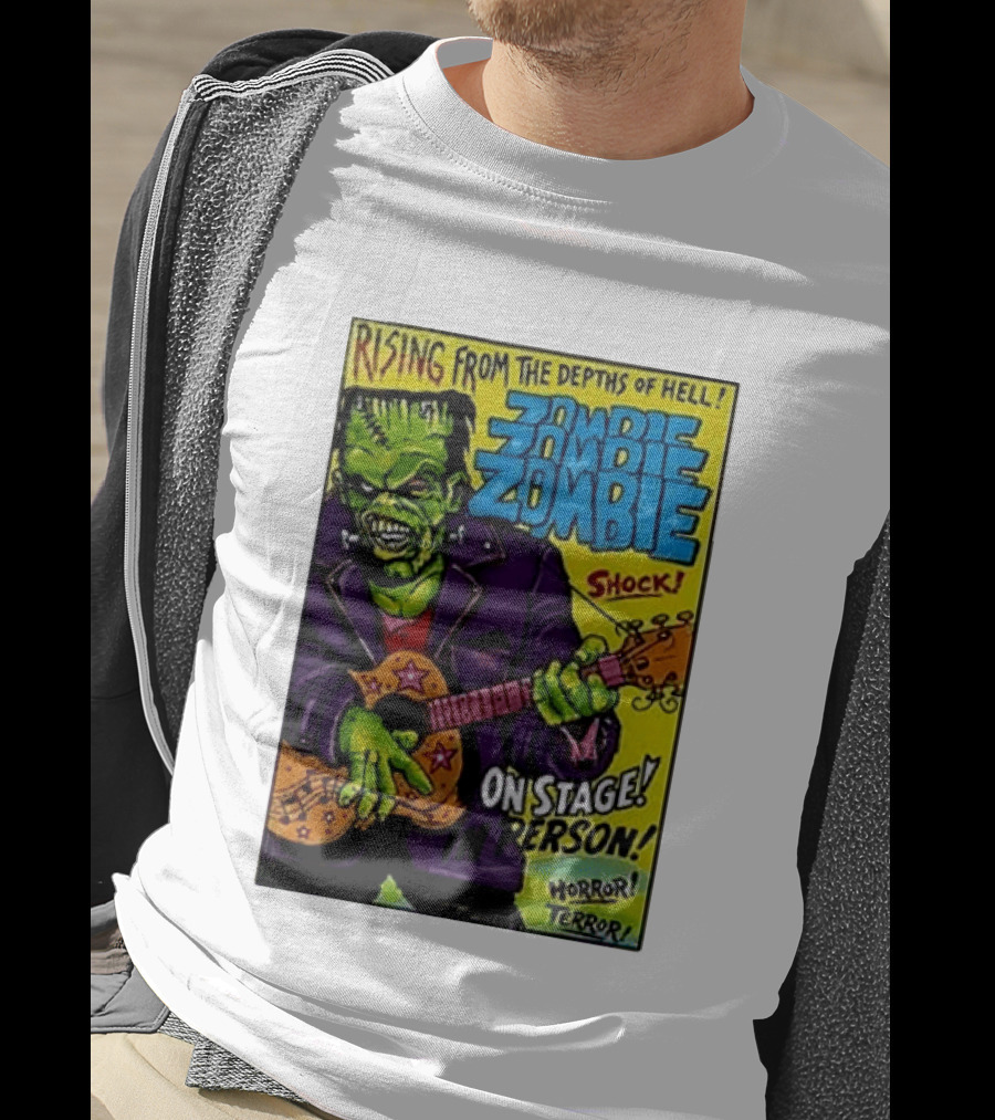 Rising From The Depths Of Hell Zombie On Stage In Person Horror Terror Shock T-Shirt