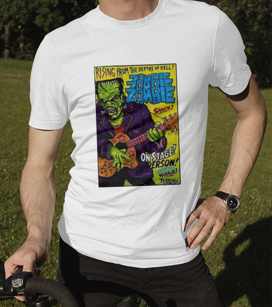 Rising From The Depths Of Hell Zombie On Stage In Person Horror Terror Shock T-Shirt