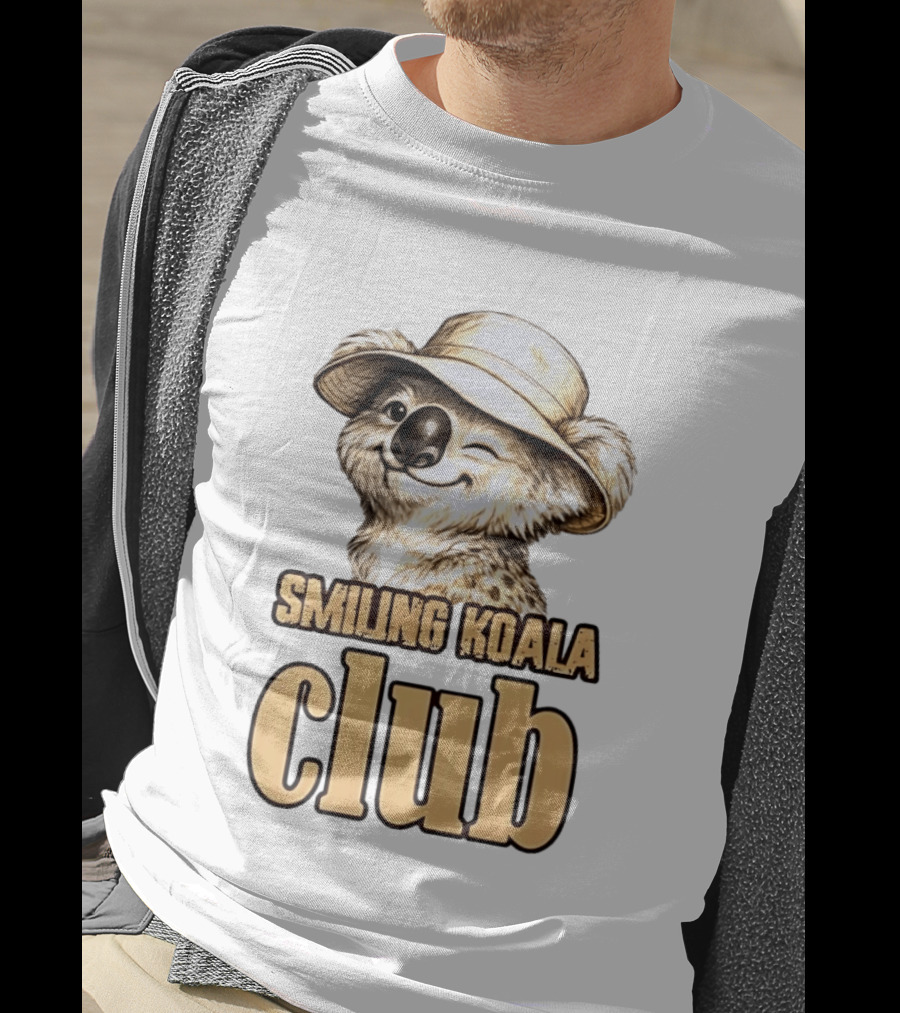 Smiling Koala Club Animal Wildlife Winking Koala Wearing Hat T-Shirt
