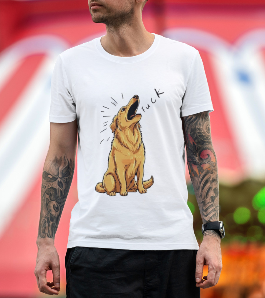 Howling Dog Saying Fuck Yellow Labrador Retriever Expression T-Shirt
