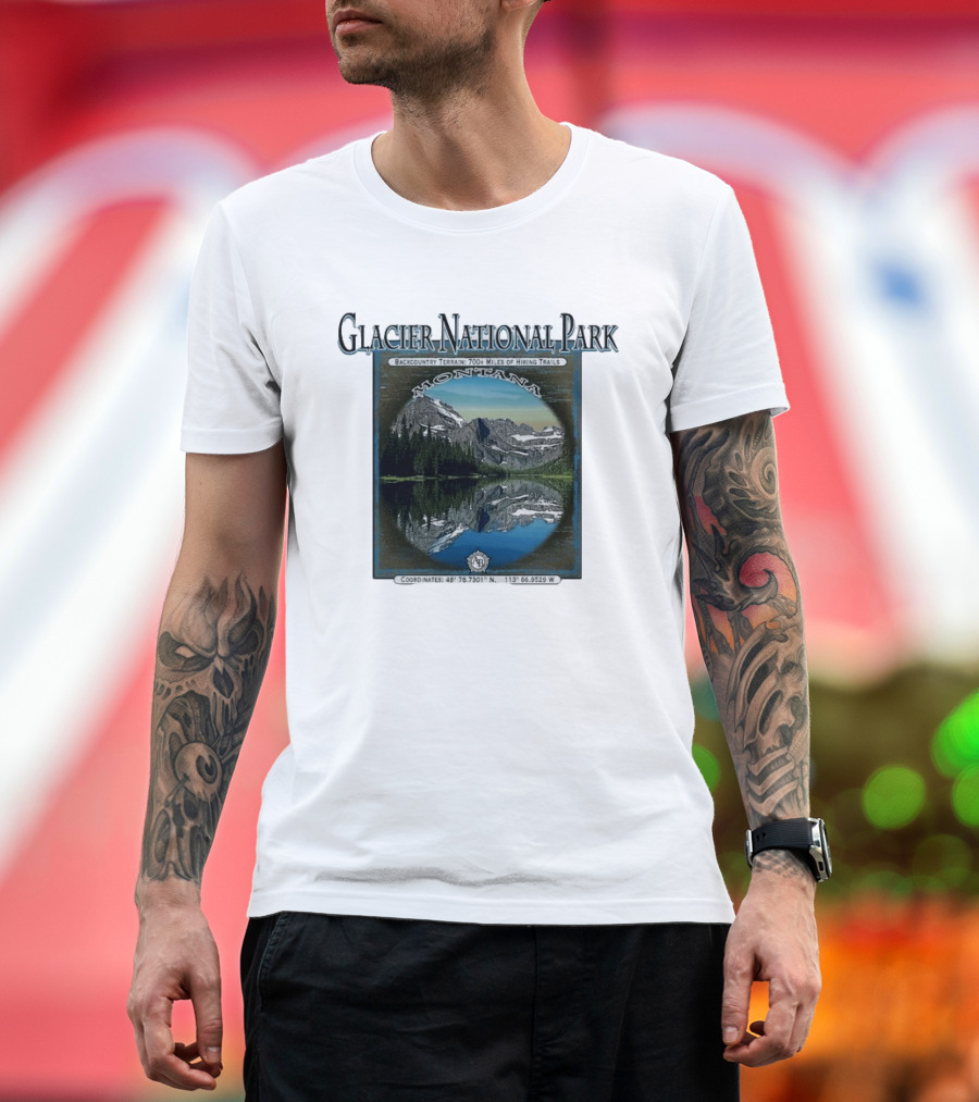 Glacier National Park Montana Backcountry Terrain 700 Miles Hiking Trails T-Shirt