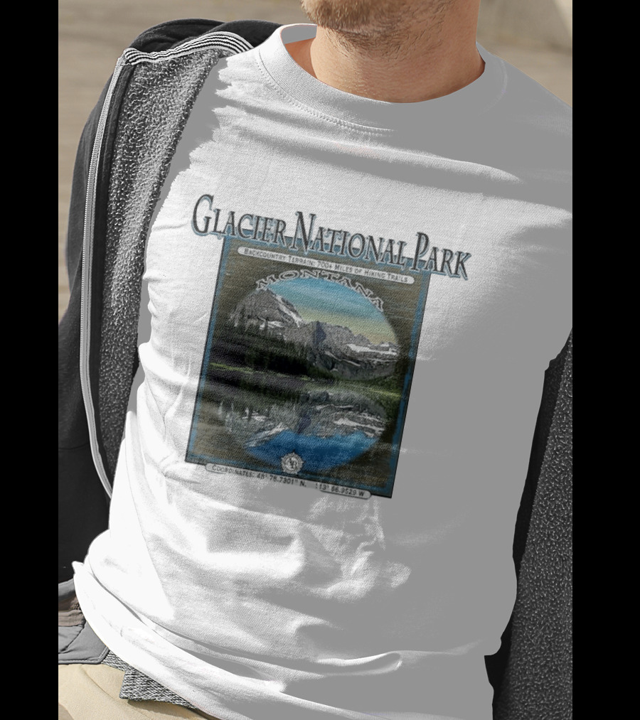 Glacier National Park Montana Backcountry Terrain 700 Miles Hiking Trails T-Shirt