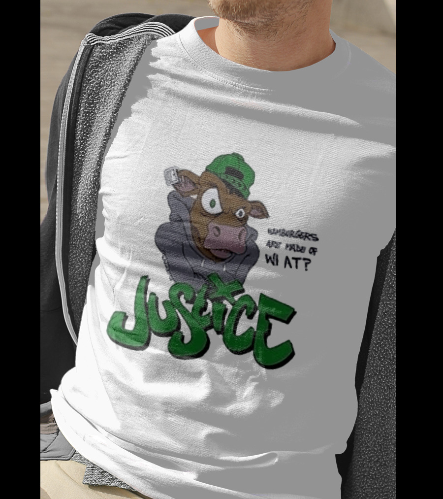 Justice Hamburgers Are Made Of What Go Vegetarian Cow T-Shirt